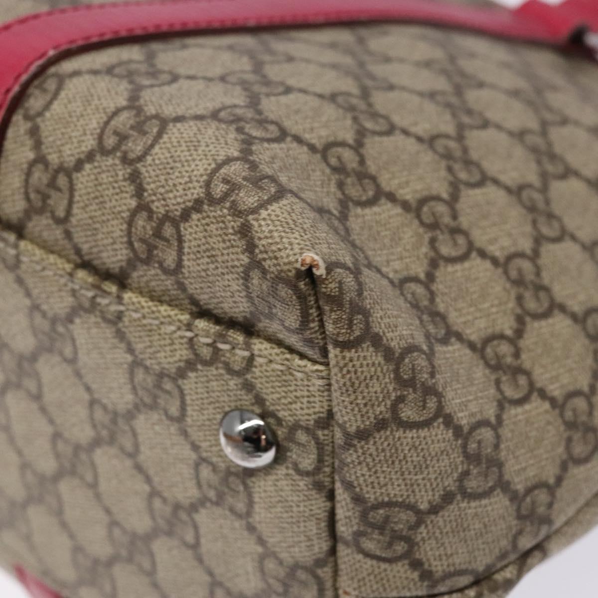 GUCCI GG Supreme Tote Bag PVC Beige Silver 114595 Auth BA4963