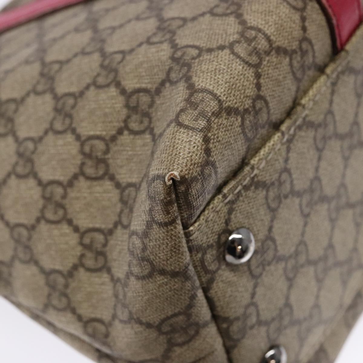 GUCCI GG Supreme Tote Bag PVC Beige Silver 114595 Auth BA4963