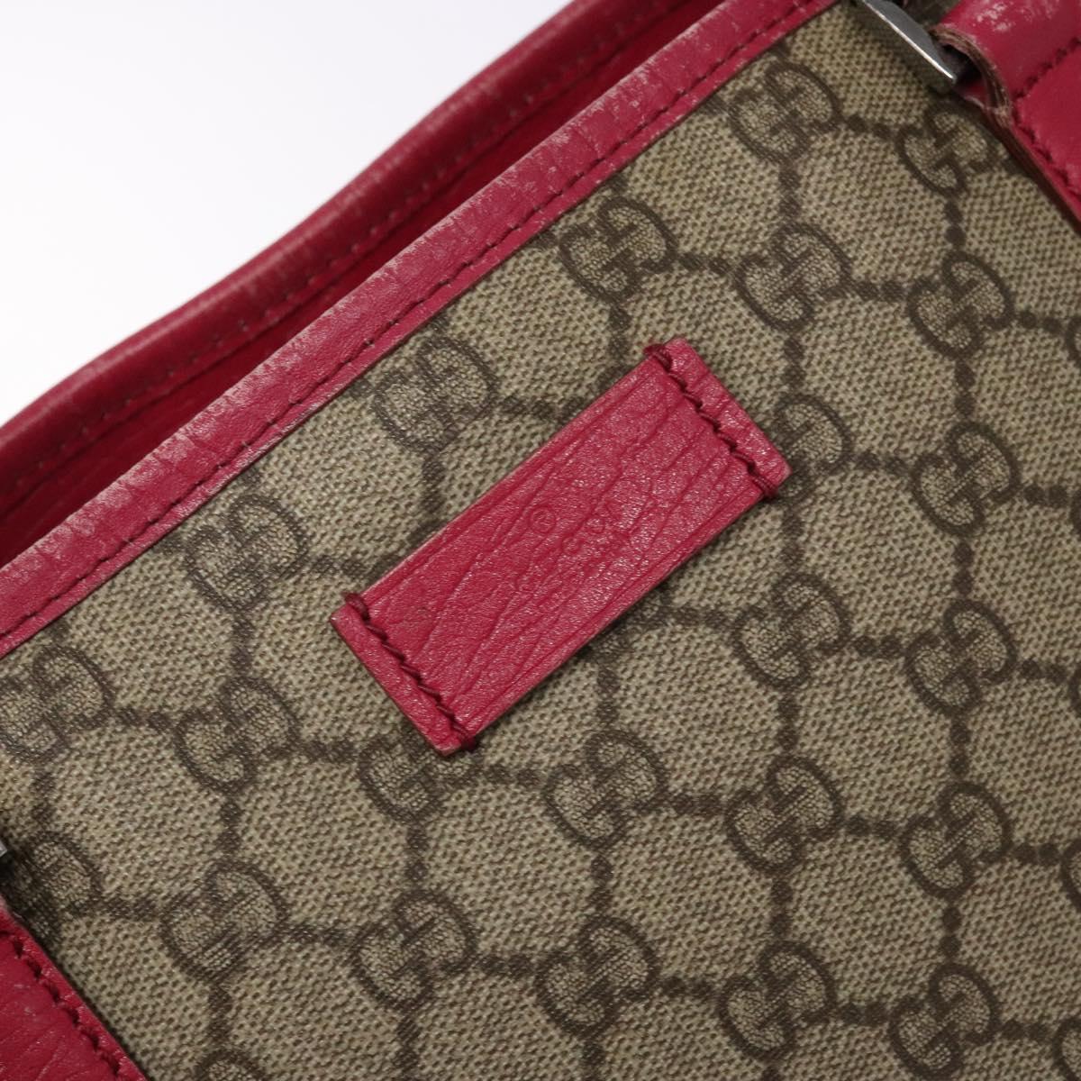 GUCCI GG Supreme Tote Bag PVC Beige Silver 114595 Auth BA4963