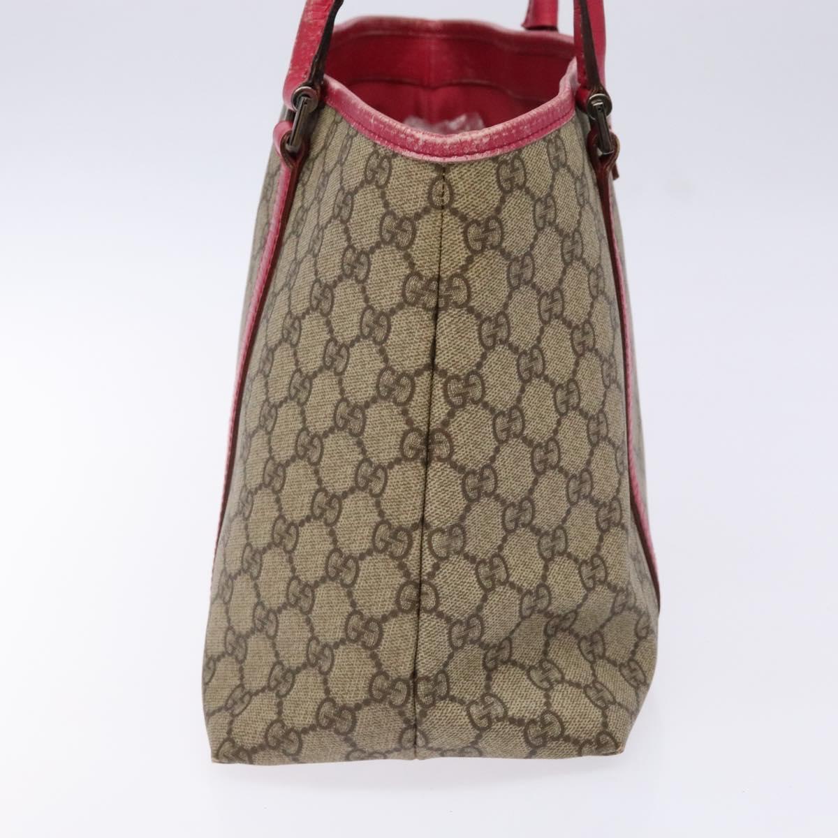 GUCCI GG Supreme Tote Bag PVC Beige Silver 114595 Auth BA4963
