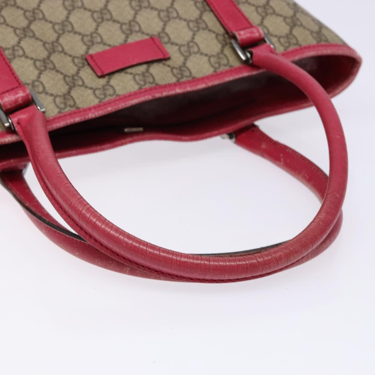 GUCCI GG Supreme Tote Bag PVC Beige Silver 114595 Auth BA4963
