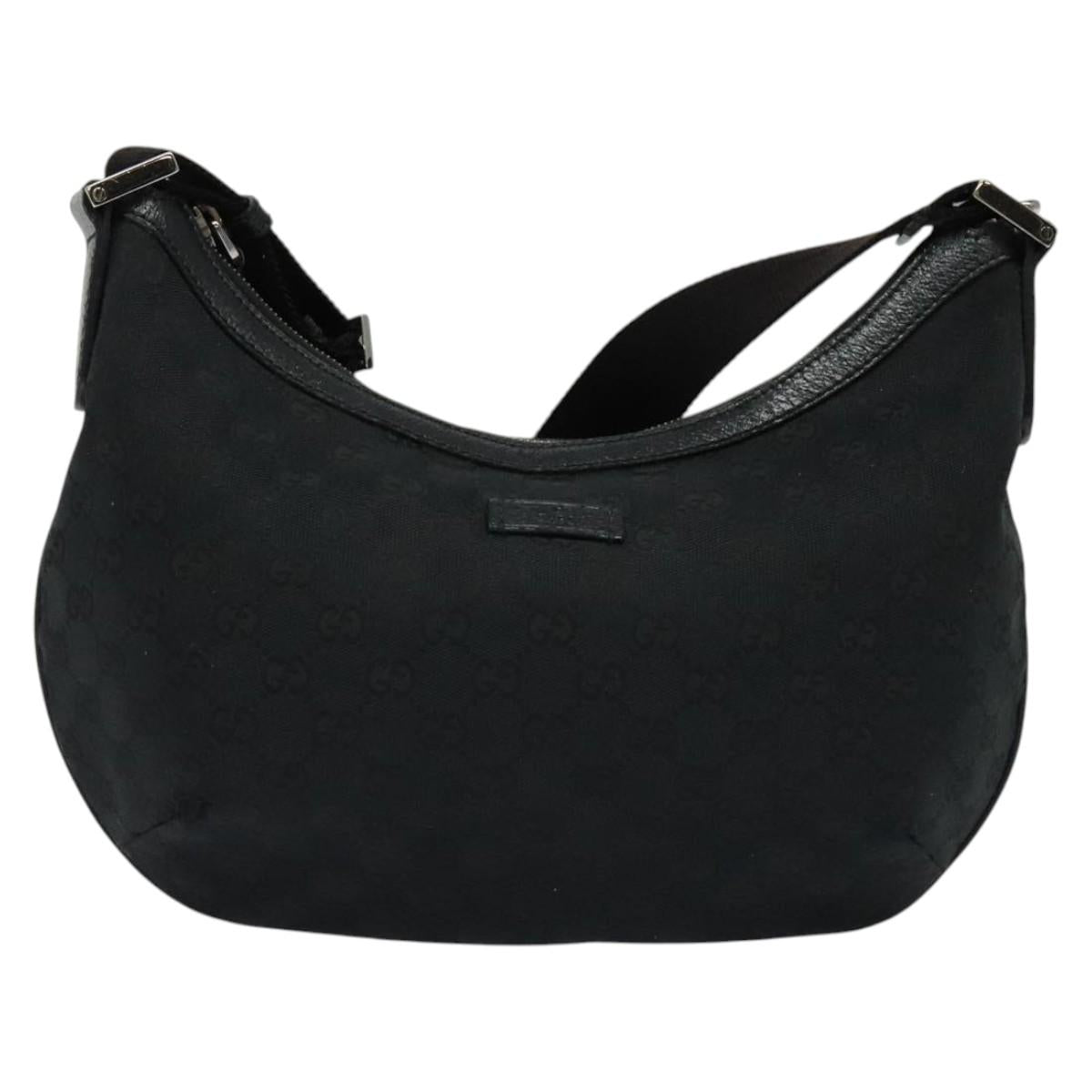 GUCCI GG Canvas Shoulder Bag Black Silver 181092 Auth BA4964