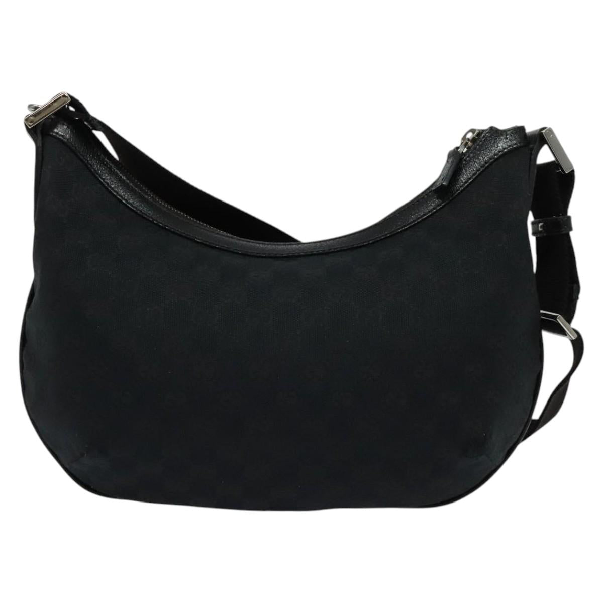 GUCCI GG Canvas Shoulder Bag Black Silver 181092 Auth BA4964