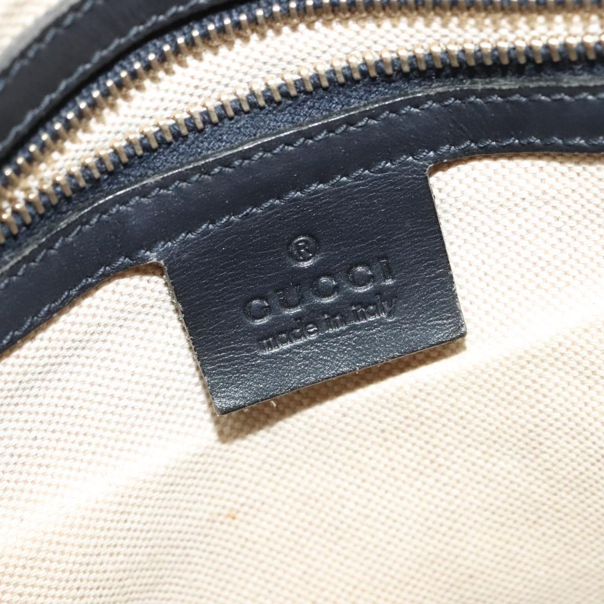 GUCCI GG Canvas Sherry Line Boston Bag Navy Gold 247205 Auth BA4968