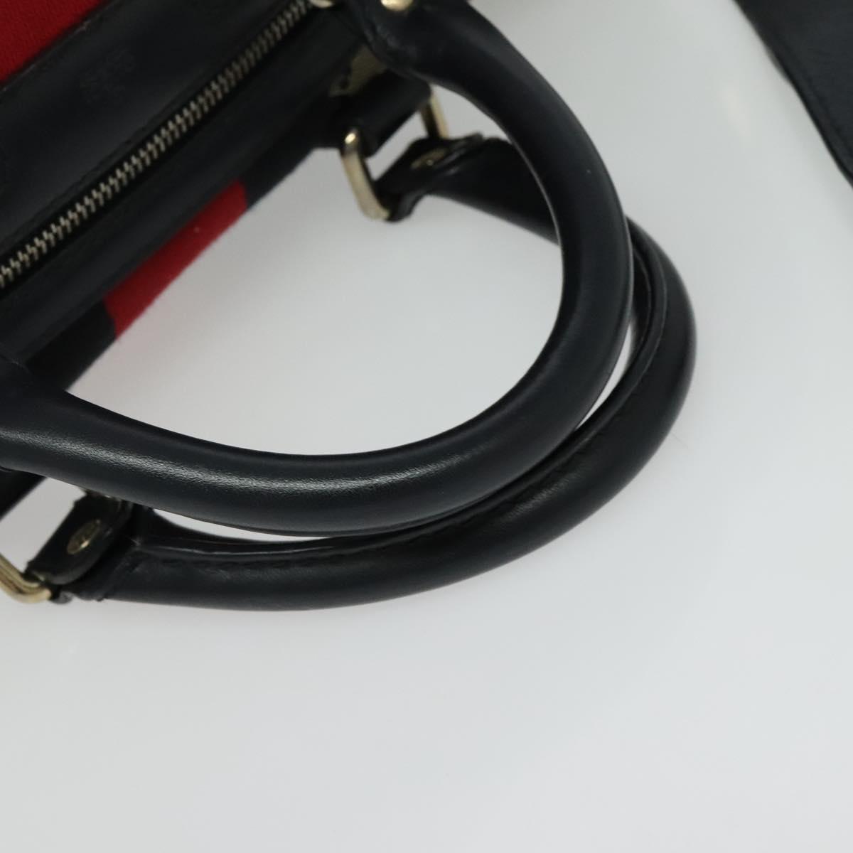 GUCCI GG Canvas Sherry Line Boston Bag Navy Gold 247205 Auth BA4968