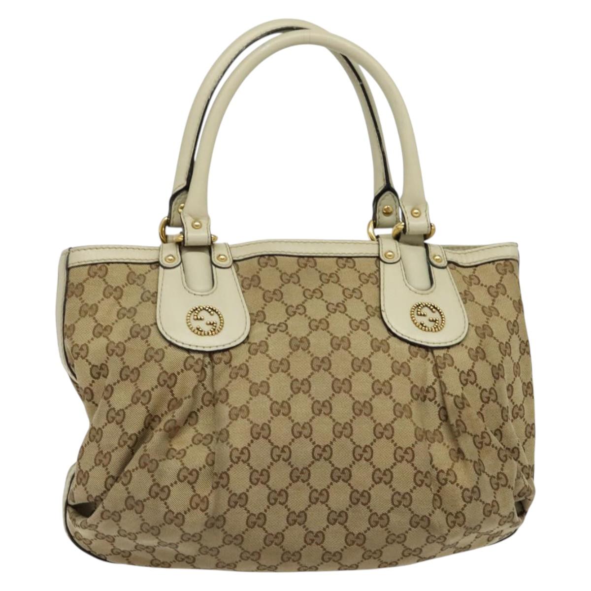 GUCCI GG Canvas Tote Bag Beige Gold 269953 Auth BA4969