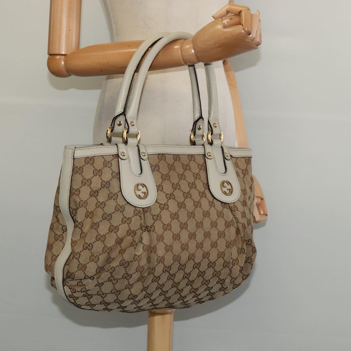 GUCCI GG Canvas Tote Bag Beige Gold 269953 Auth BA4969
