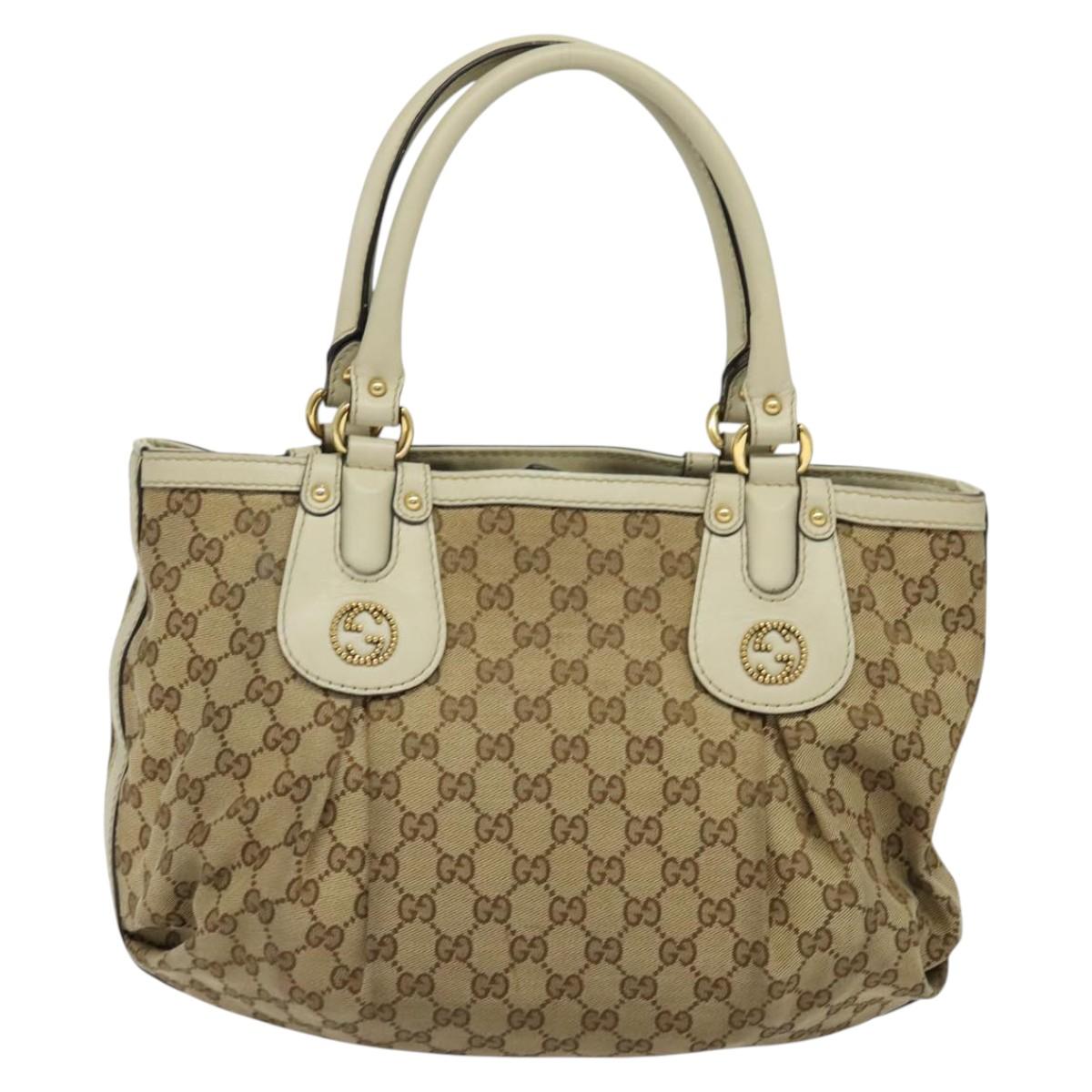 GUCCI GG Canvas Tote Bag Beige Gold 269953 Auth BA4969