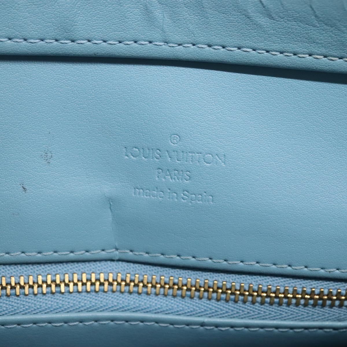 LOUIS VUITTON Monogram Vernis Houston Hand Bag Baby Blue M91005 LV Auth BA5011
