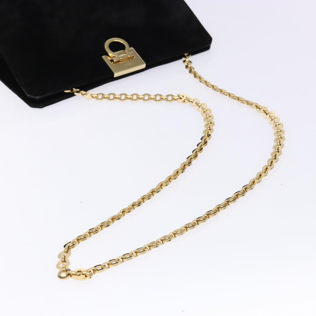 Salvatore Ferragamo Gancini Chain Shoulder Bag Suede Black Gold Auth BA5012