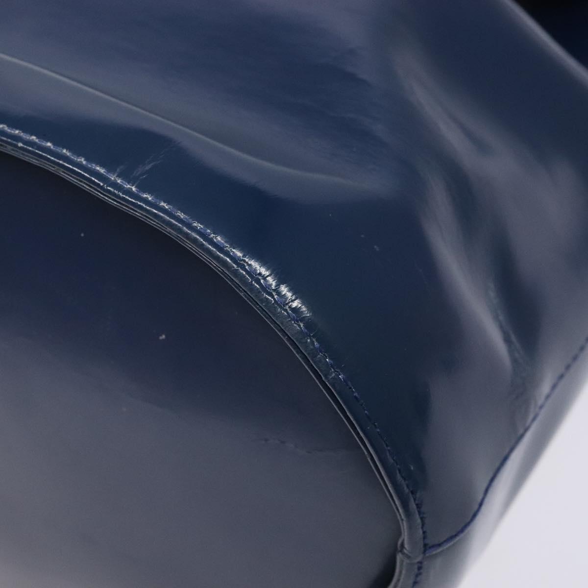Salvatore Ferragamo Gancini Shoulder Bag Enamel Blue Silver Auth BA5013