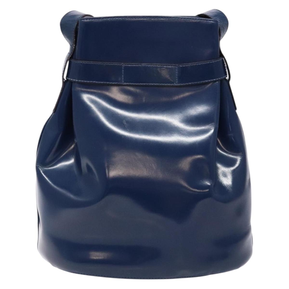 Salvatore Ferragamo Gancini Shoulder Bag Enamel Blue Silver Auth BA5013