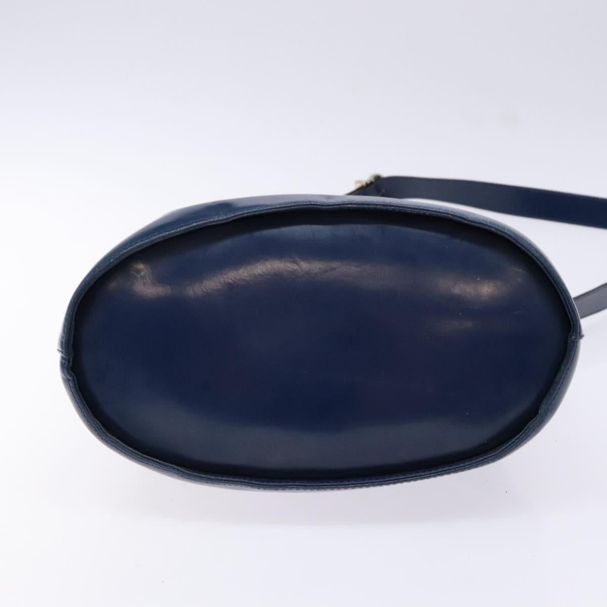 Salvatore Ferragamo Gancini Shoulder Bag Enamel Blue Silver Auth BA5013