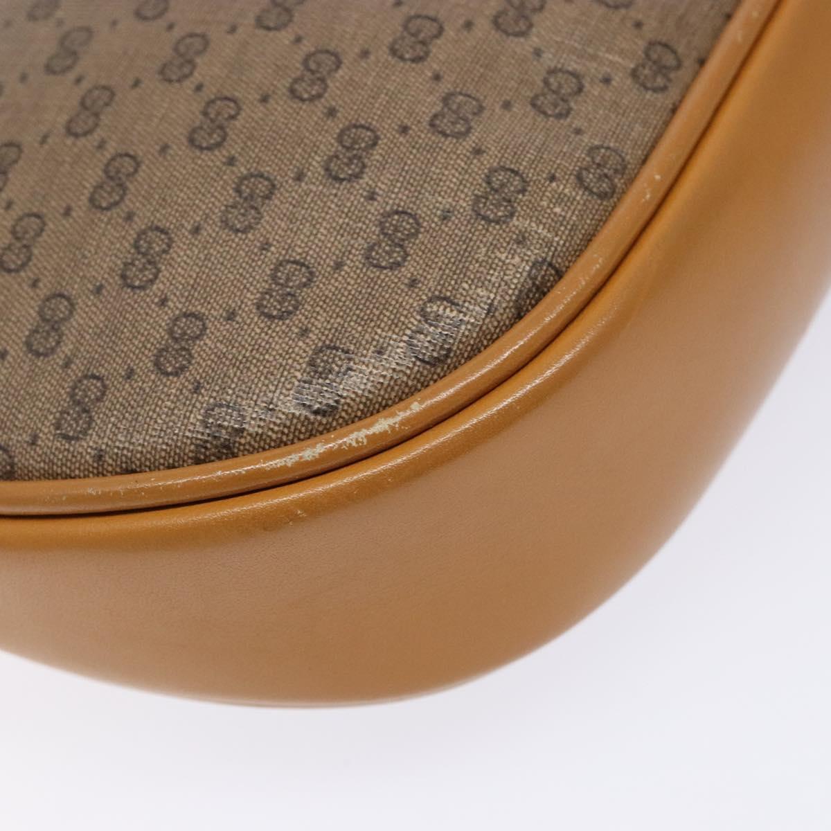 GUCCI Micro GG Supreme Shoulder Bag PVC Beige Gold Auth BA5021
