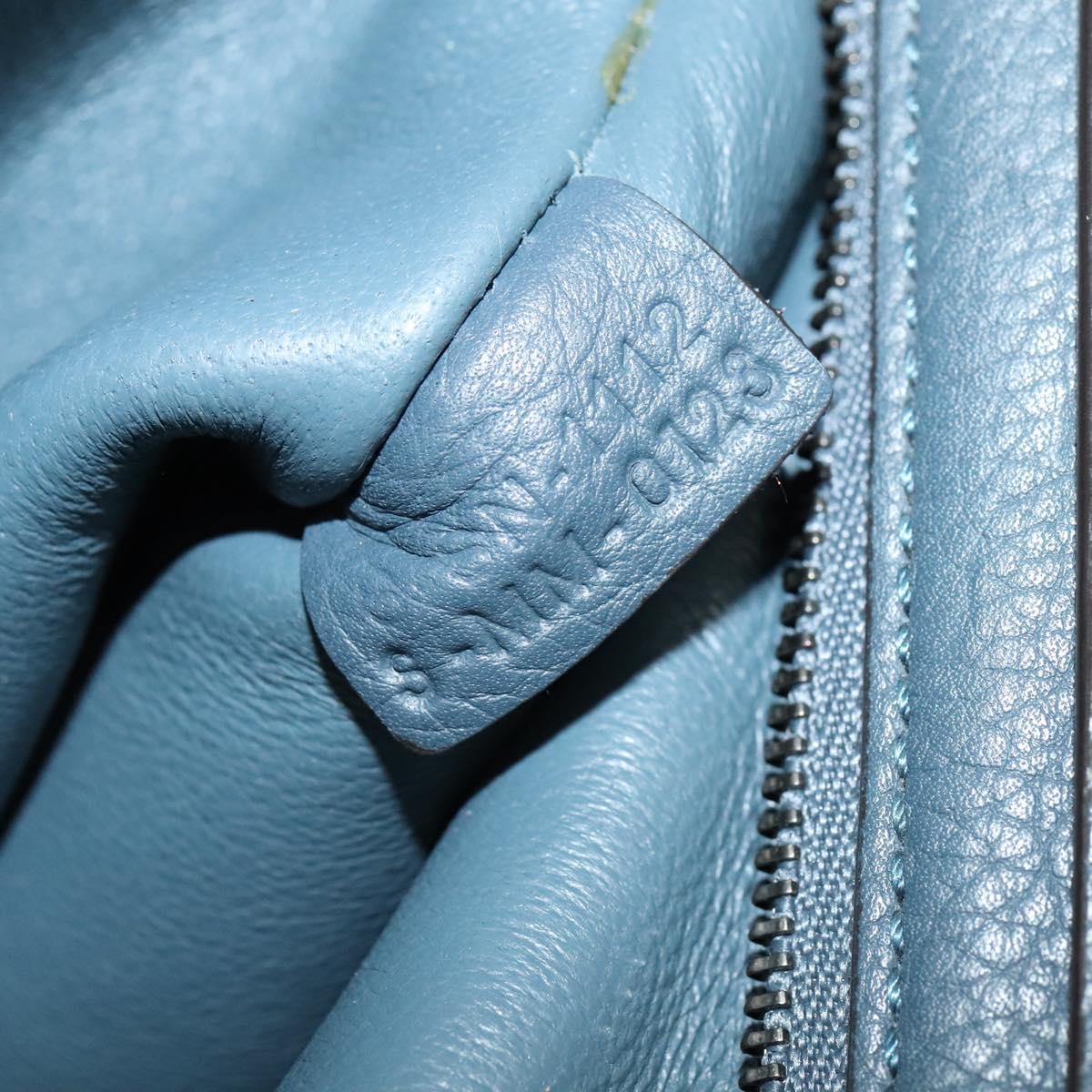 CELINE Trapeze Hand Bag Leather Suede 2way Blue Silver Auth BA5022