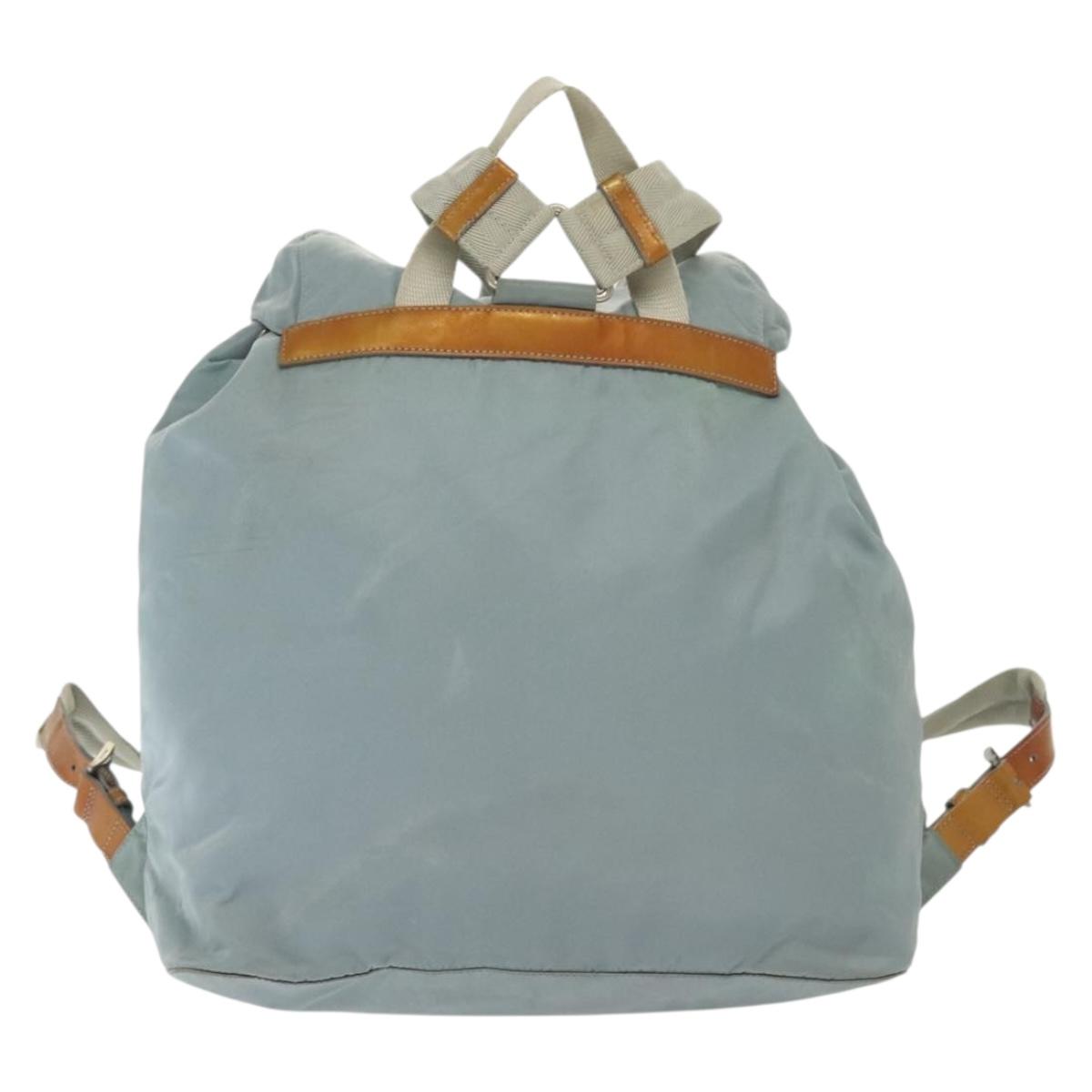 PRADA Backpack Nylon Light Blue Silver Auth BA5026