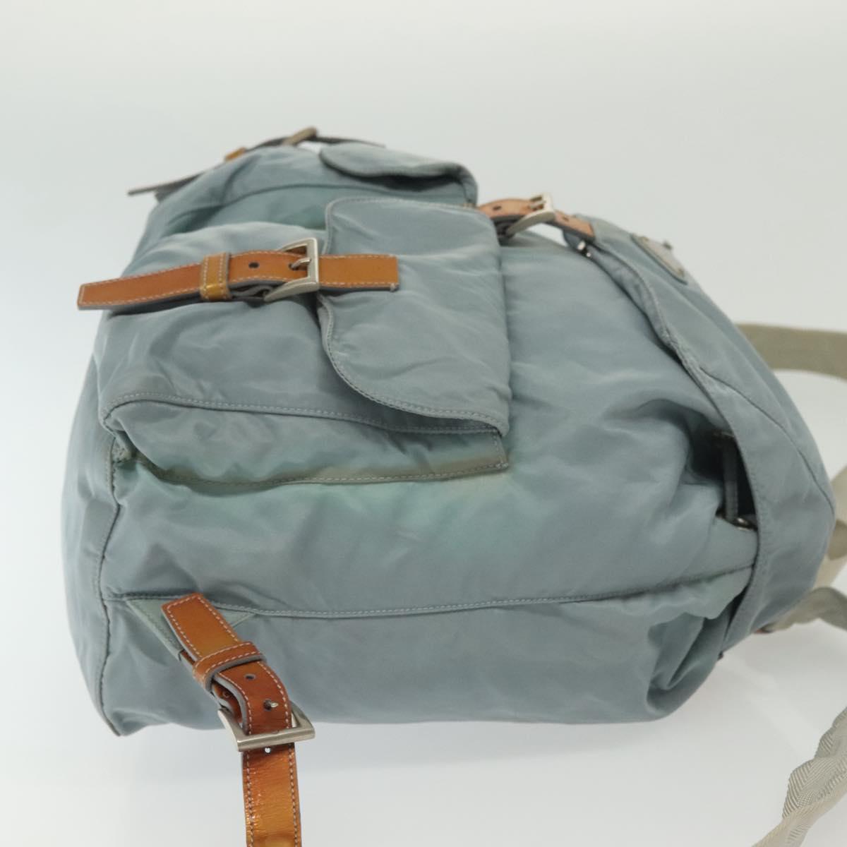 PRADA Backpack Nylon Light Blue Silver Auth BA5026