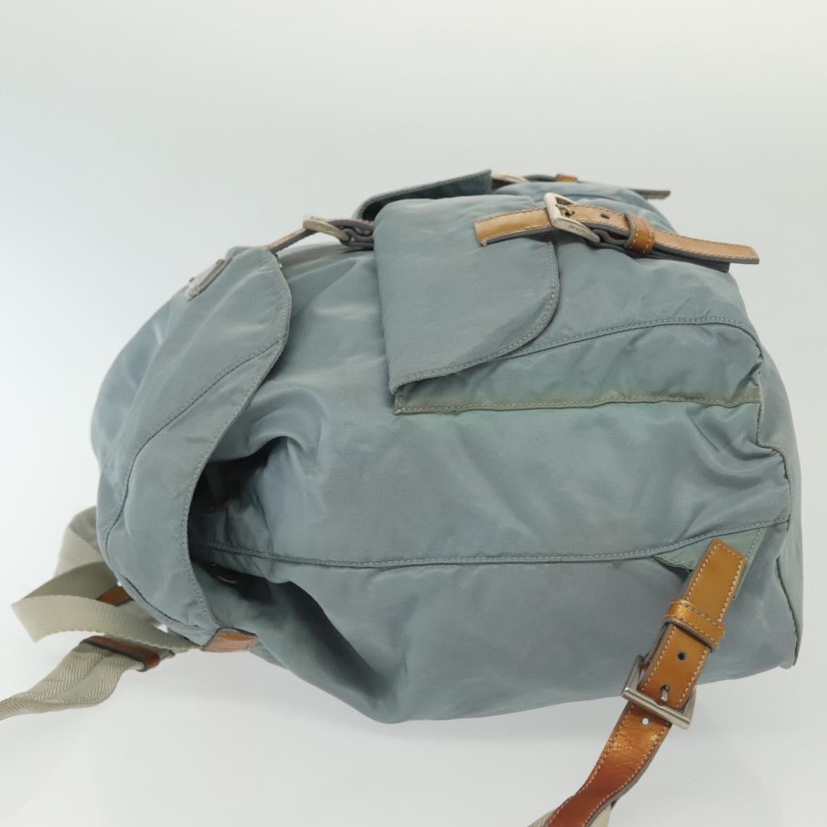 PRADA Backpack Nylon Light Blue Silver Auth BA5026