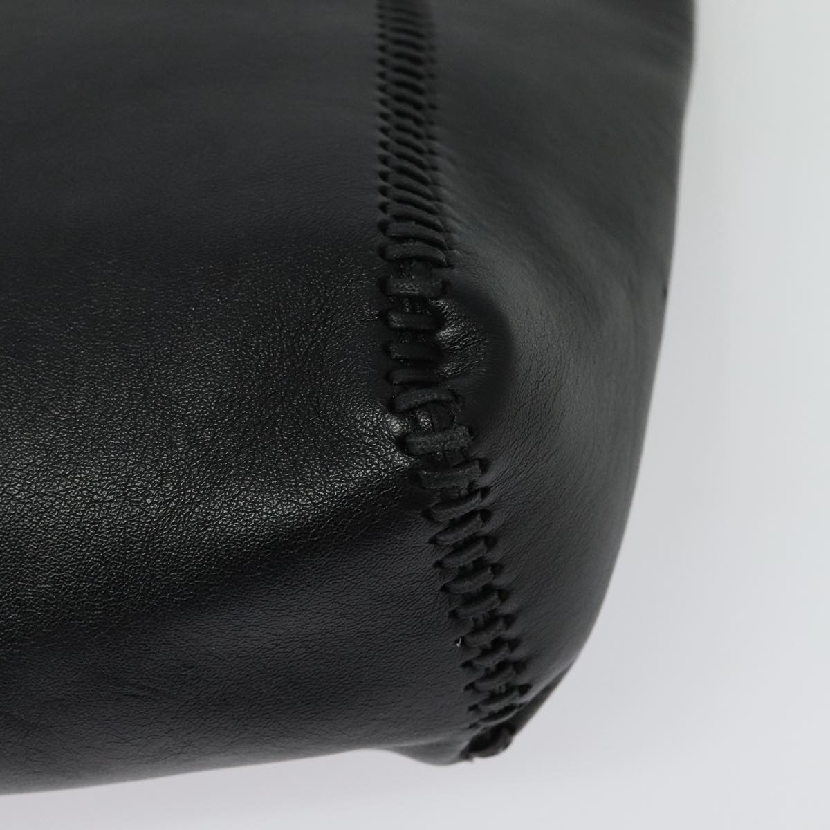 Stella MacCartney Chain Fabera Shoulder Bag Leather Black Auth BA5027