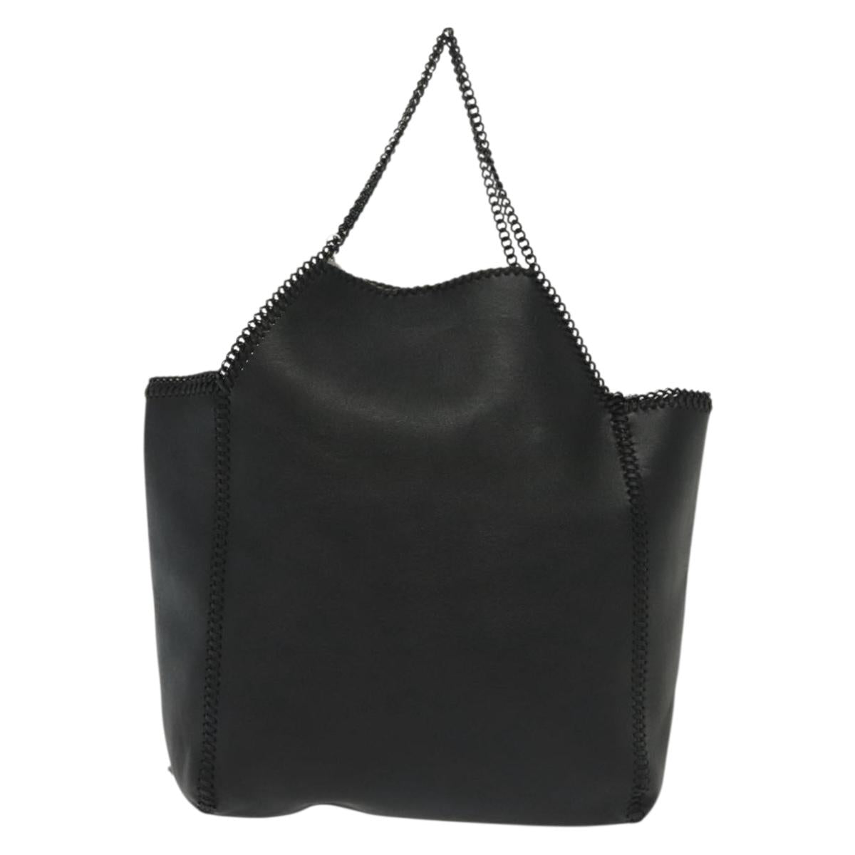 Stella MacCartney Chain Fabera Shoulder Bag Leather Black Auth BA5027