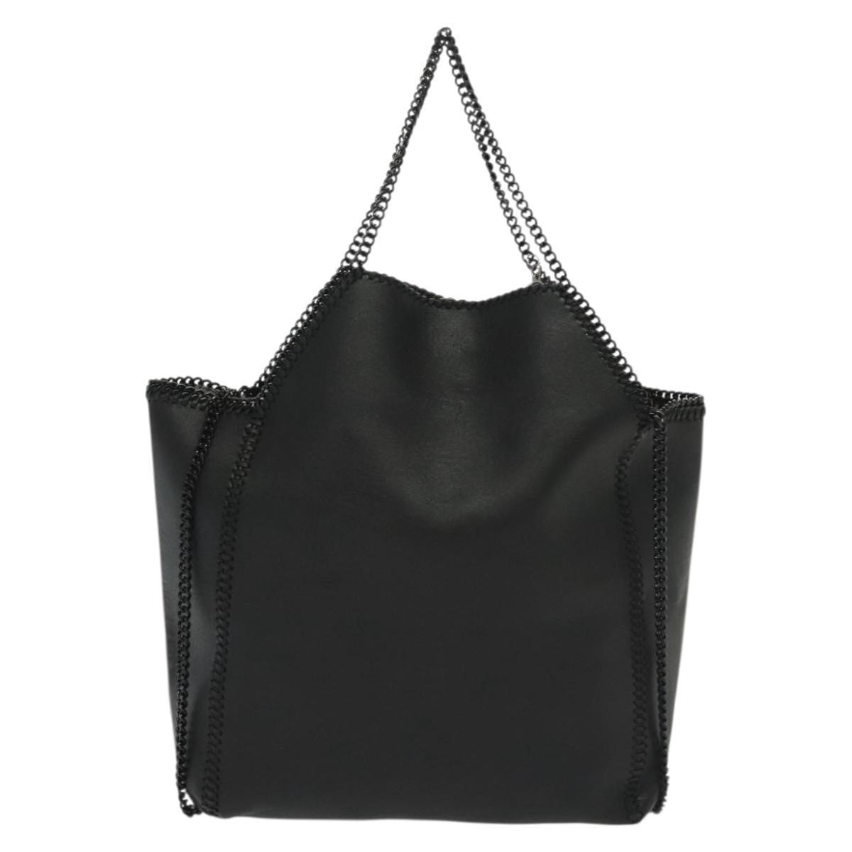 Stella MacCartney Chain Fabera Shoulder Bag Leather Black Auth BA5027