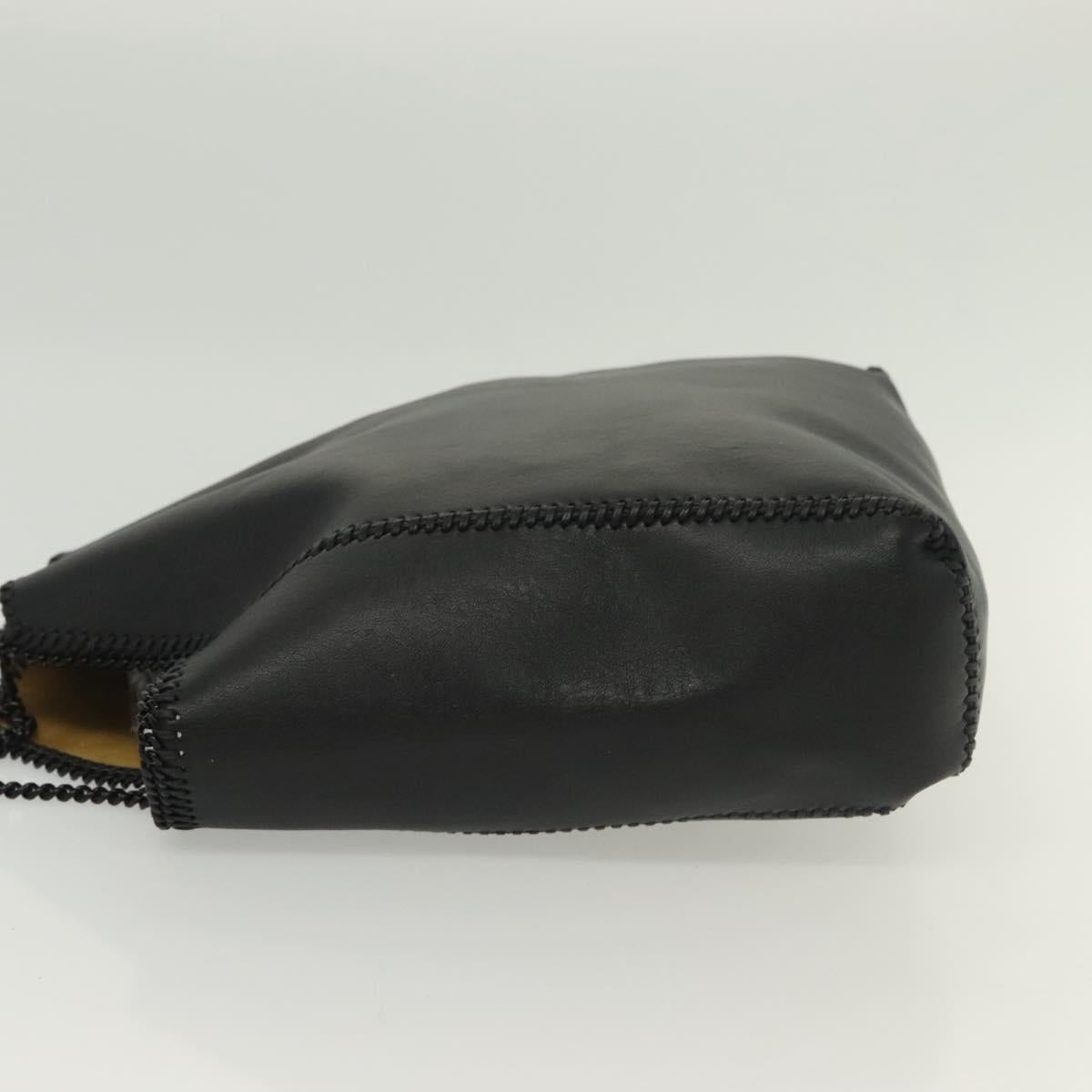 Stella MacCartney Chain Fabera Shoulder Bag Leather Black Auth BA5027