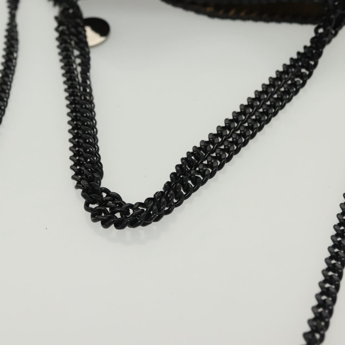 Stella MacCartney Chain Fabera Shoulder Bag Leather Black Auth BA5027