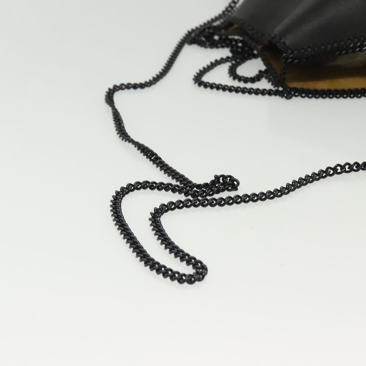 Stella MacCartney Chain Fabera Shoulder Bag Leather Black Auth BA5027