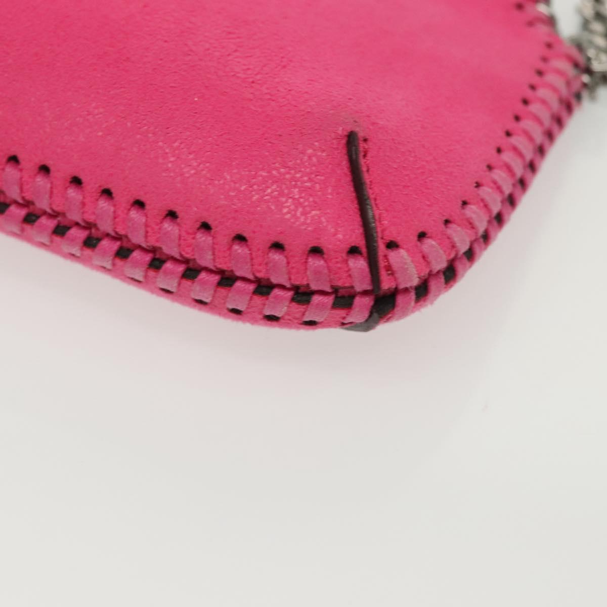 Stella MacCartney Chain Farabella Mini Bag Suede Pink Silver Auth BA5028