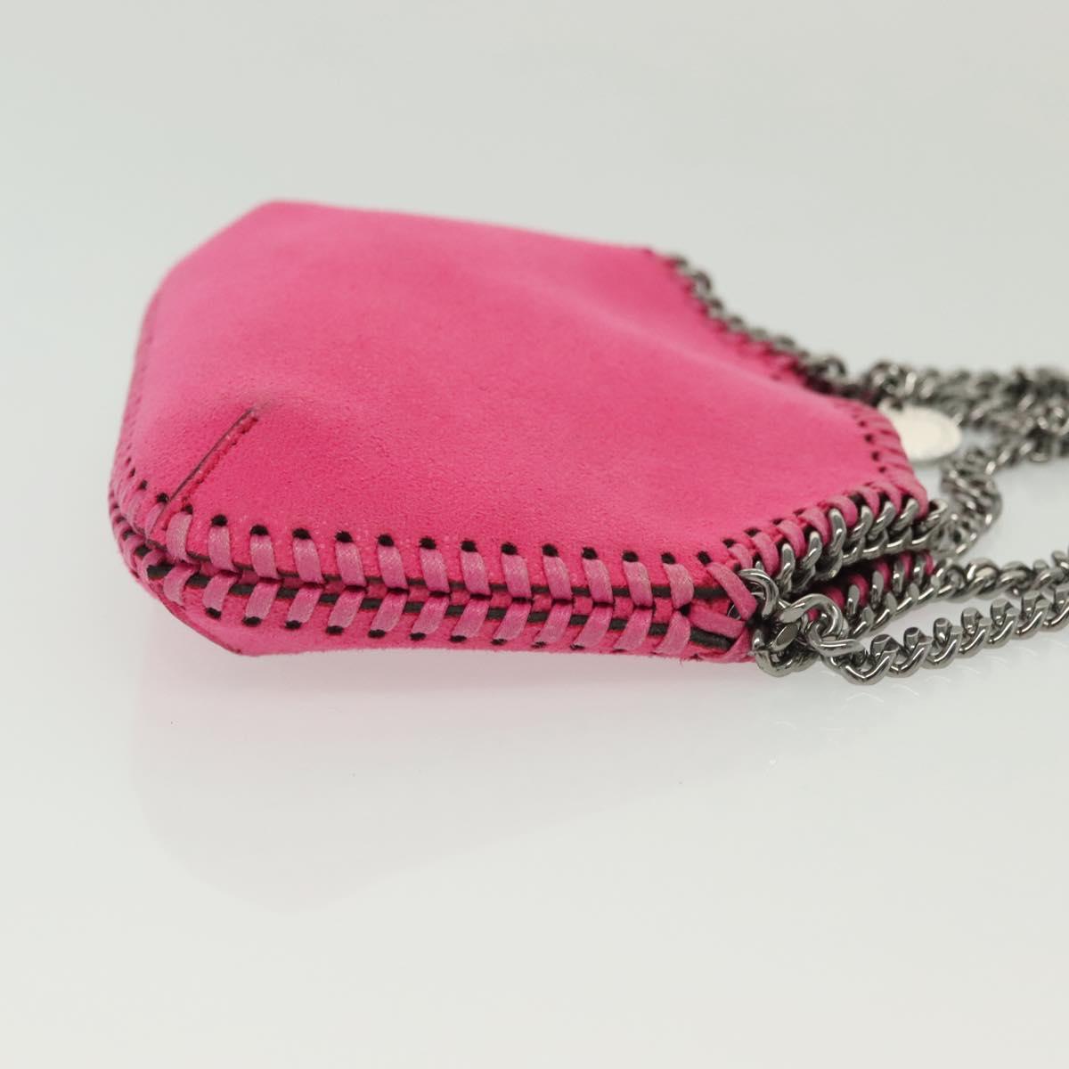 Stella MacCartney Chain Farabella Mini Bag Suede Pink Silver Auth BA5028