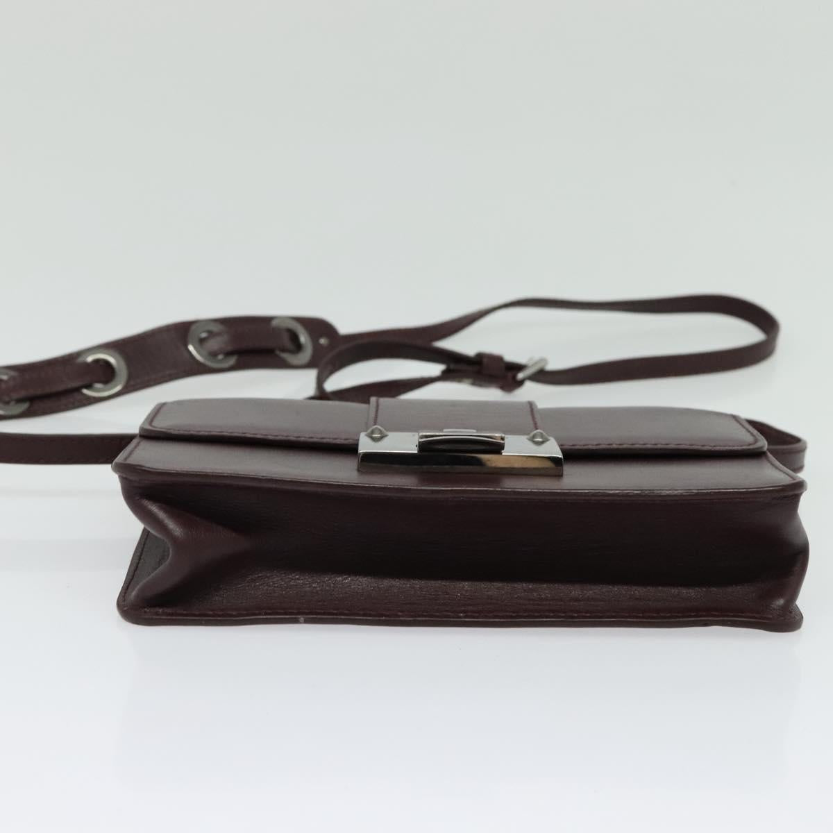 Jimmy Choo Hand Bag Leather Bordeaux Silver Auth BA5034