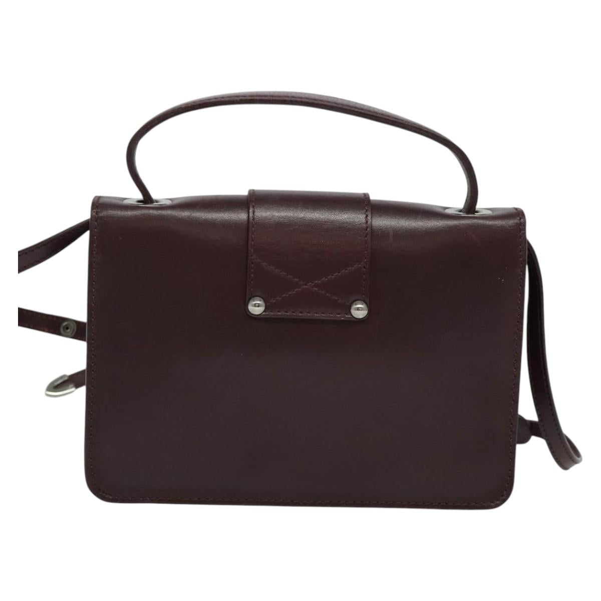 Jimmy Choo Hand Bag Leather Bordeaux Silver Auth BA5034