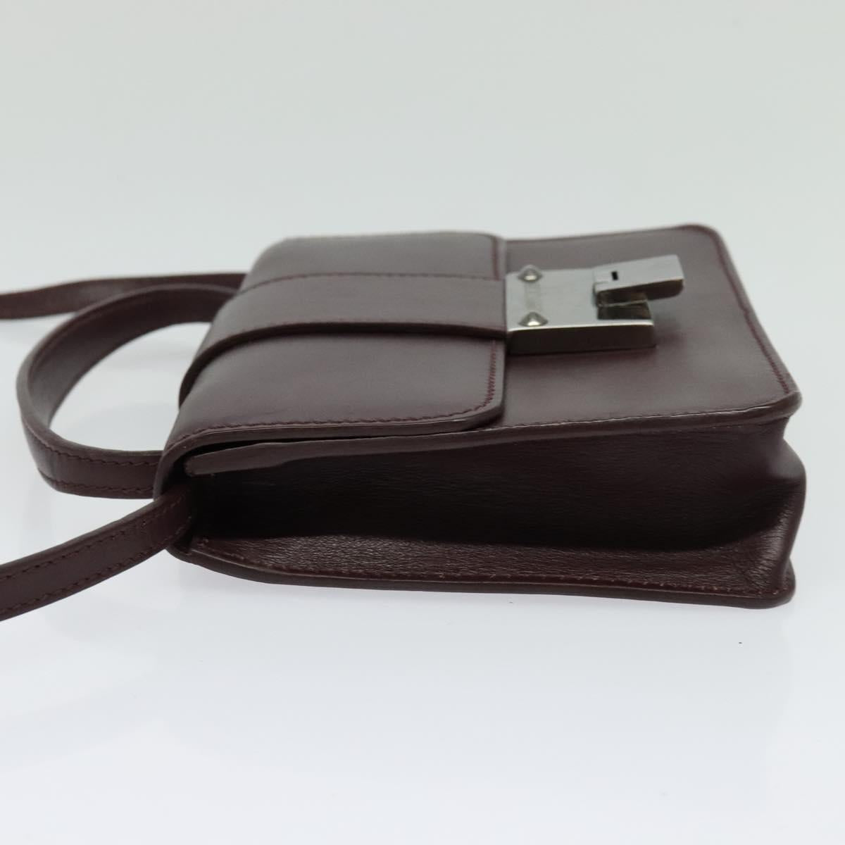 Jimmy Choo Hand Bag Leather Bordeaux Silver Auth BA5034
