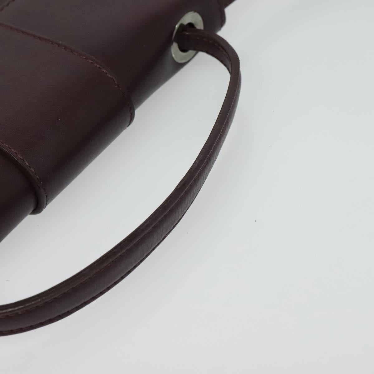Jimmy Choo Hand Bag Leather Bordeaux Silver Auth BA5034