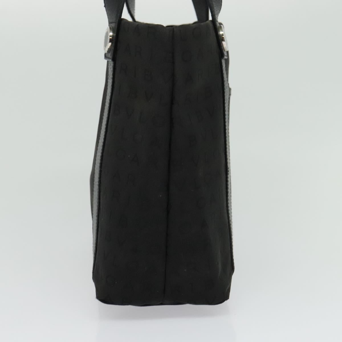 BVLGARI Logo Mania Tote Bag Canvas Black Silver Auth BA5057