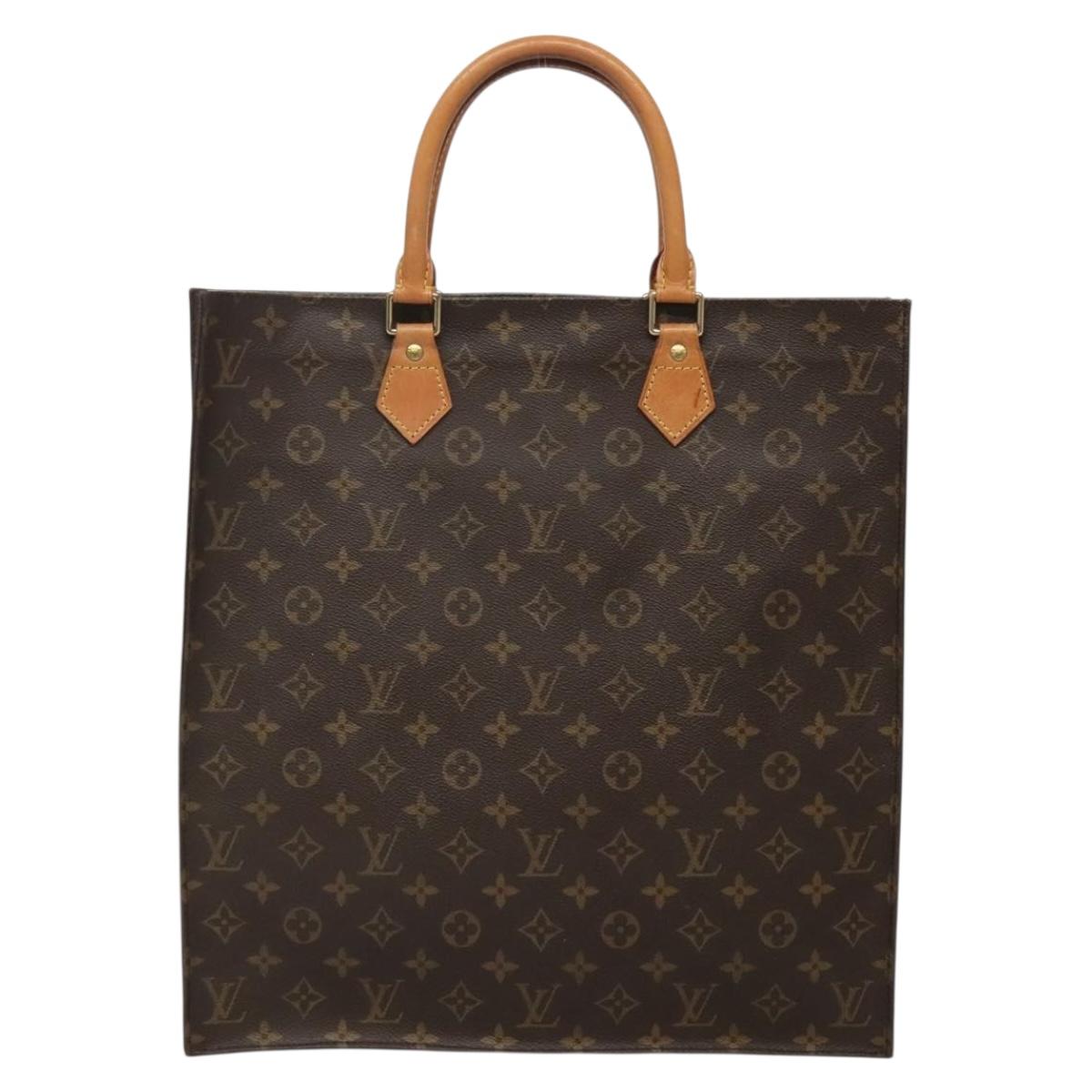 LOUIS VUITTON Monogram Sac Plat Hand Bag M51140 LV Auth BA5073