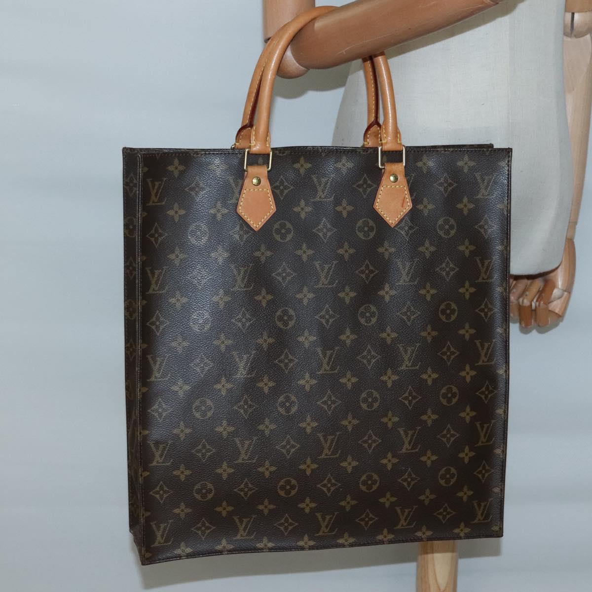 LOUIS VUITTON Monogram Sac Plat Hand Bag M51140 LV Auth BA5073
