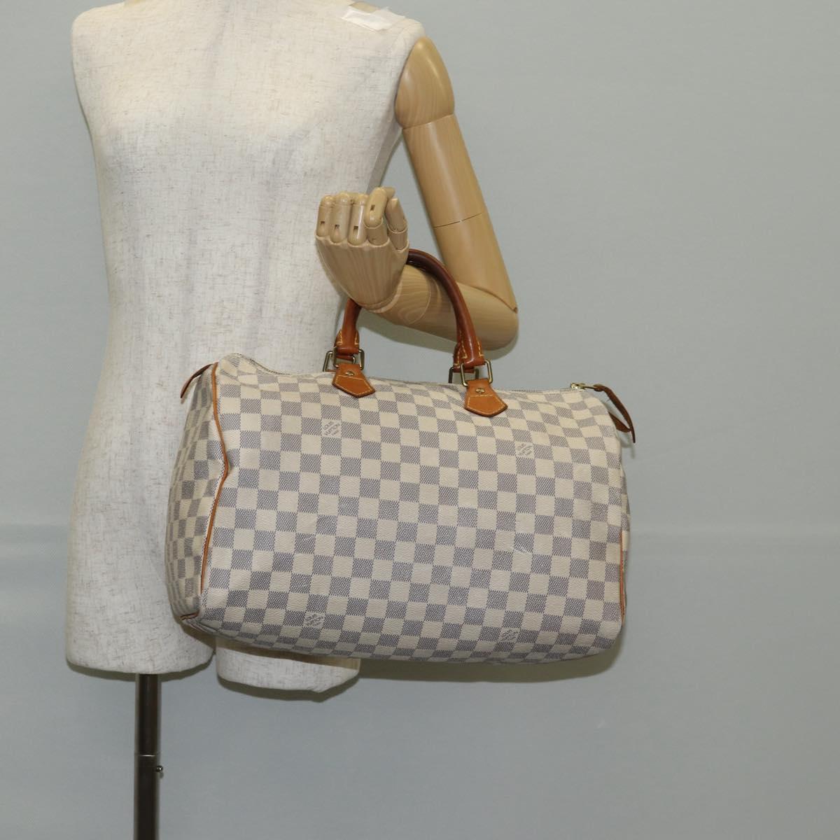 LOUIS VUITTON Damier Azur Speedy 35 Hand Bag N41535 LV Auth BA5077