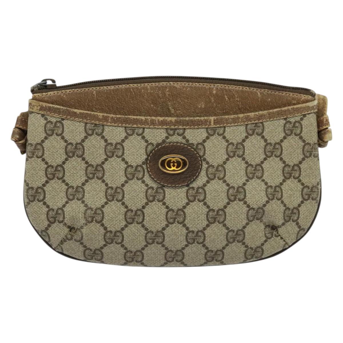 GUCCI GG Supreme Shoulder Bag PVC Beige Gold 904 02 020 Auth BA5087
