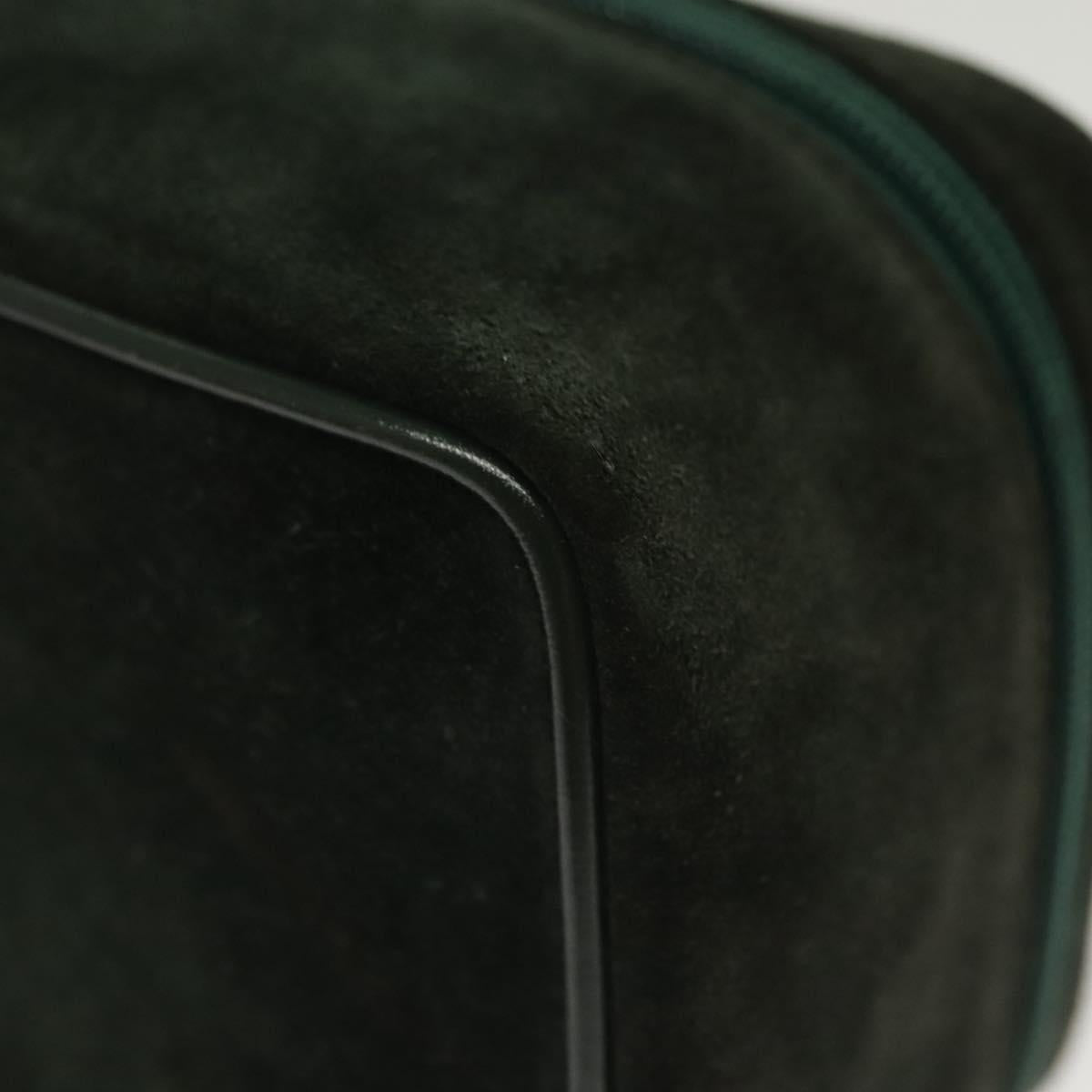 GUCCI Vanity Pouch Suede Green Silver 032 1705 0141 Auth BA5088
