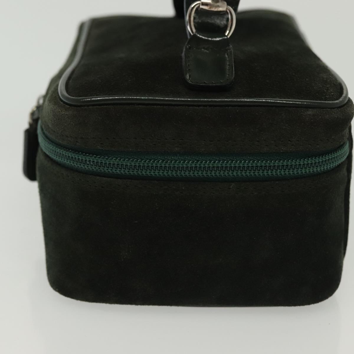 GUCCI Vanity Pouch Suede Green Silver 032 1705 0141 Auth BA5088