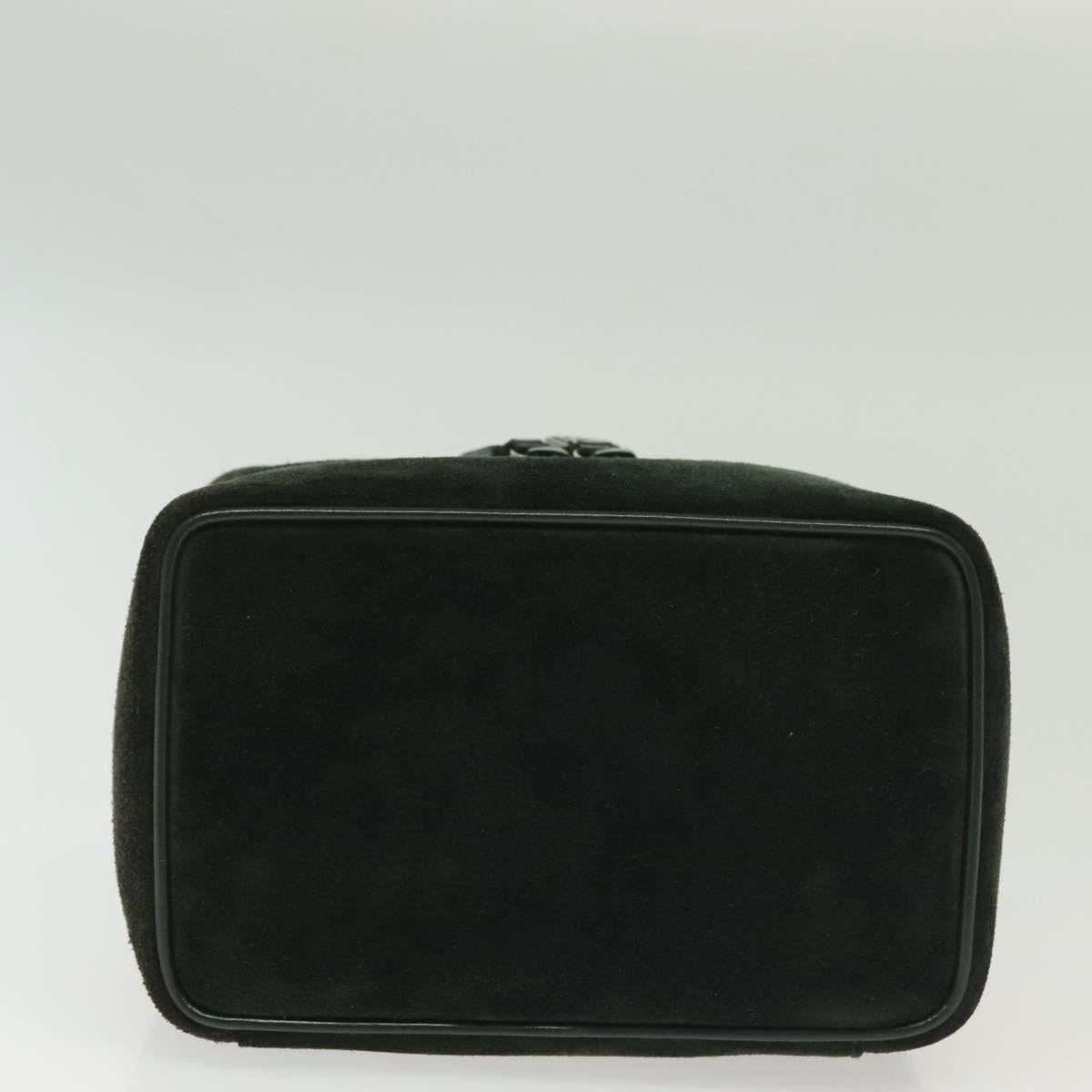 GUCCI Vanity Pouch Suede Green Silver 032 1705 0141 Auth BA5088