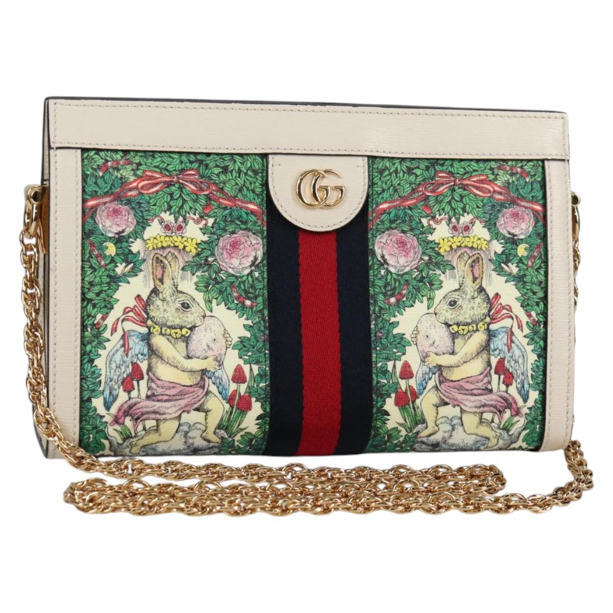 GUCCI Chain Yuko Higuchi Japan Only Bag Leather White 503877 Auth BA5090A