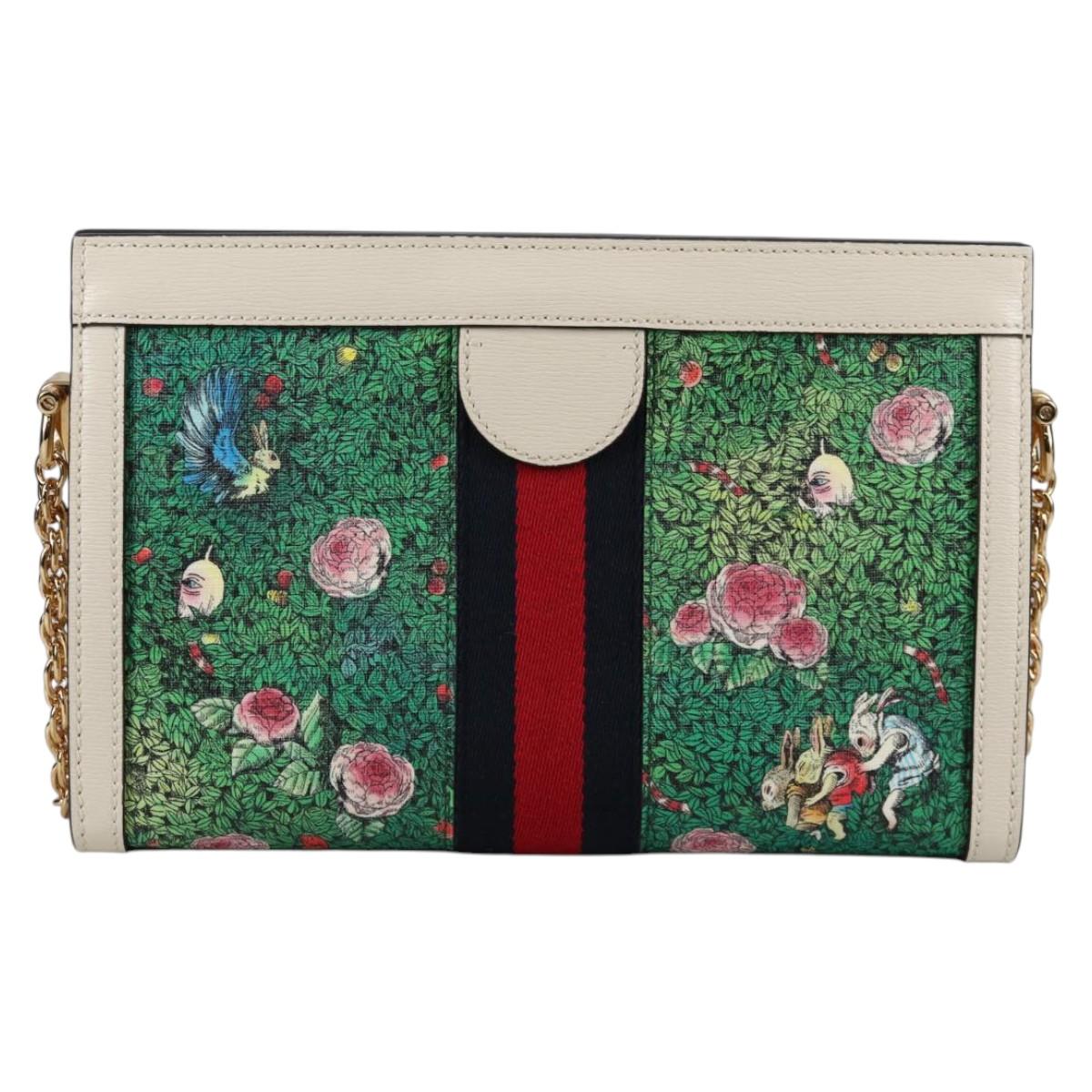 GUCCI Chain Yuko Higuchi Japan Only Bag Leather White 503877 Auth BA5090A