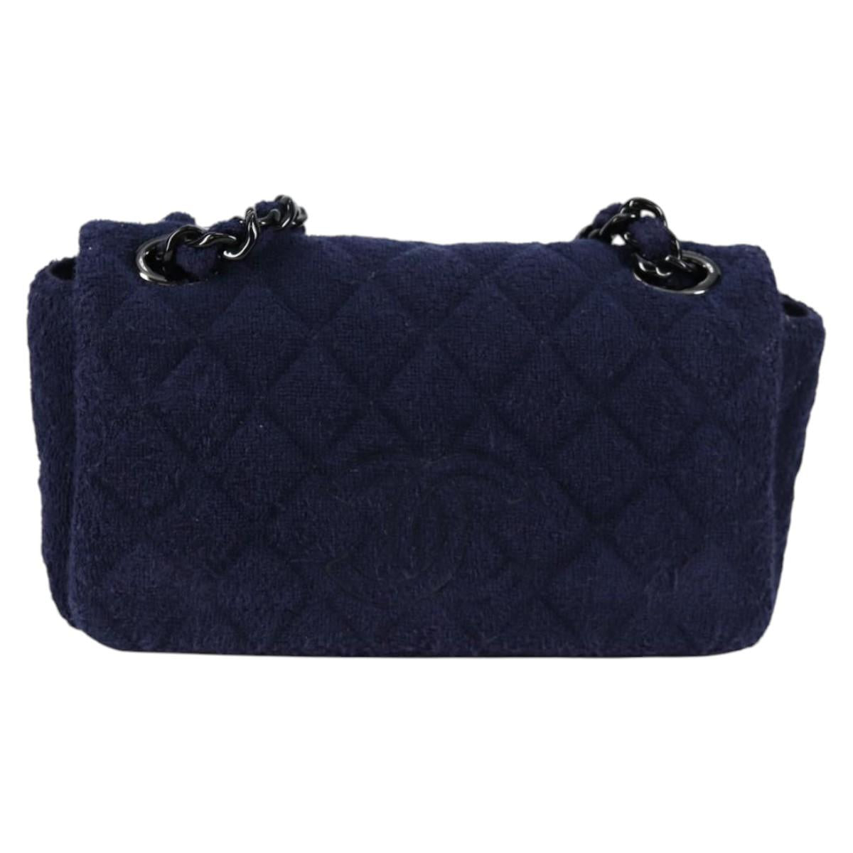 CHANEL Matelasse Shoulder Bag Pile Navy CC Auth BA5094M