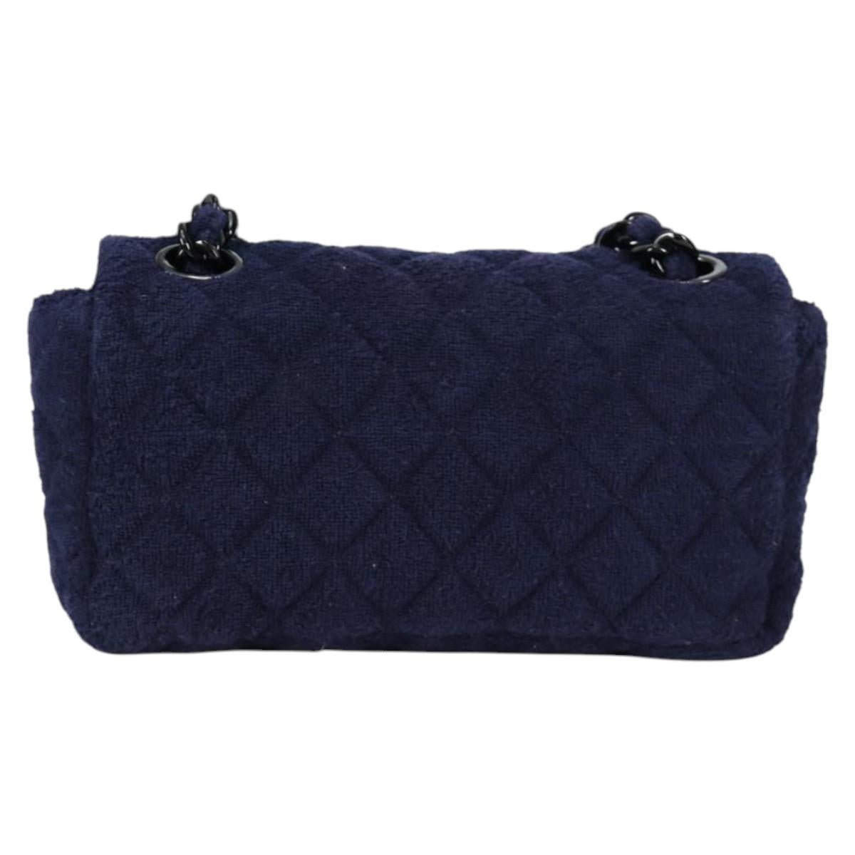 CHANEL Matelasse Shoulder Bag Pile Navy CC Auth BA5094M