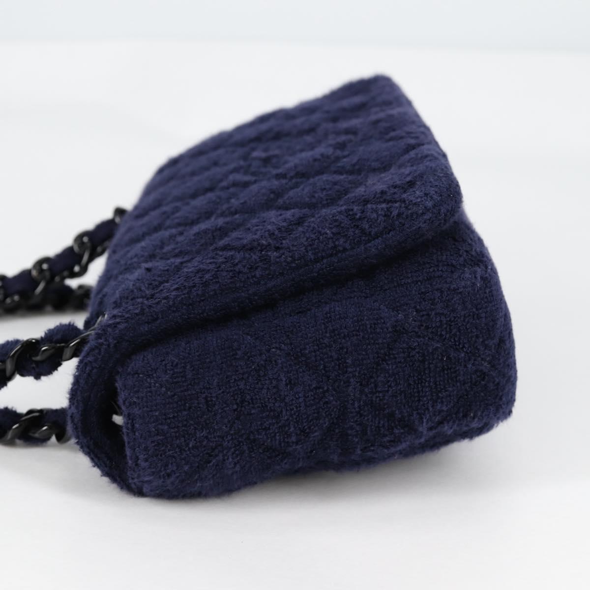 CHANEL Matelasse Shoulder Bag Pile Navy CC Auth BA5094M