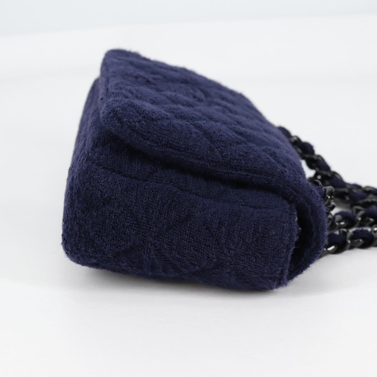 CHANEL Matelasse Shoulder Bag Pile Navy CC Auth BA5094M