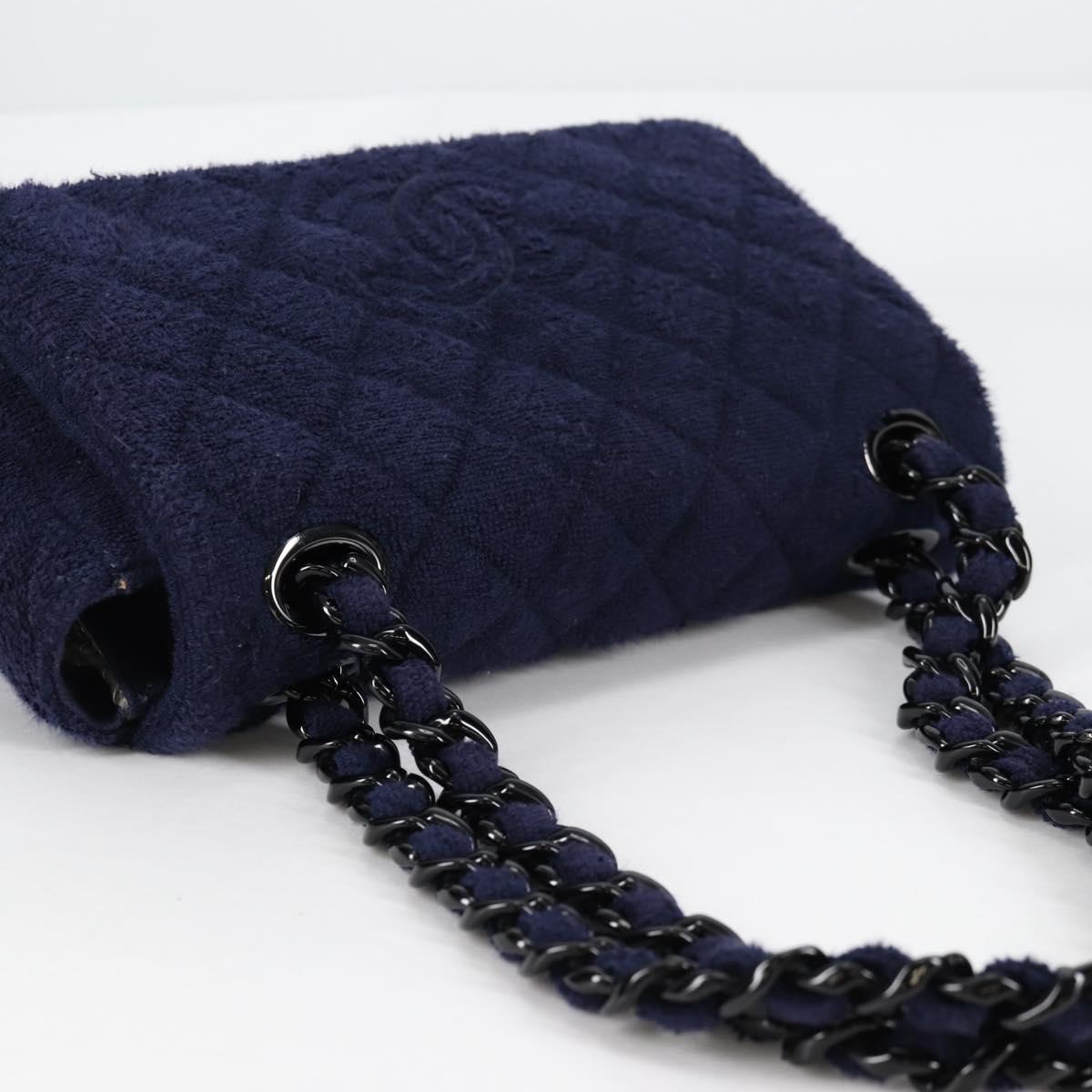 CHANEL Matelasse Shoulder Bag Pile Navy CC Auth BA5094M