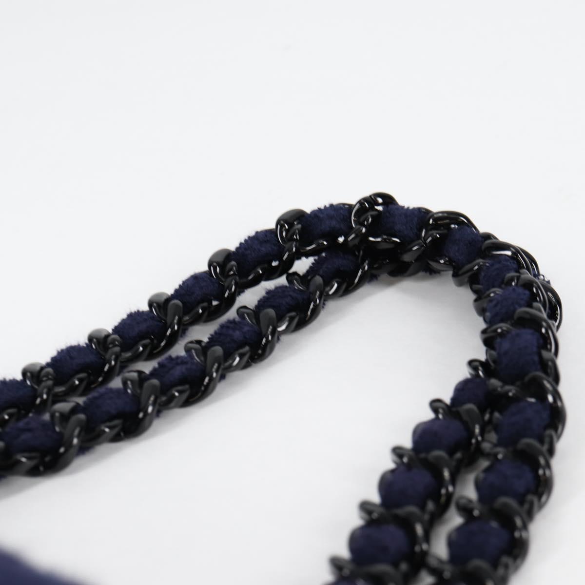 CHANEL Matelasse Shoulder Bag Pile Navy CC Auth BA5094M